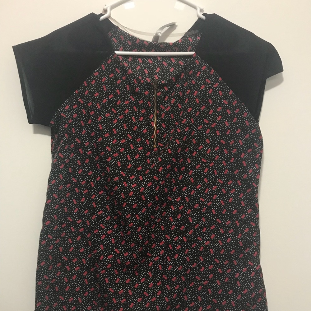 black patterned cherry shirt